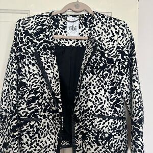 Tibi Black & White Animal-Print Blazer